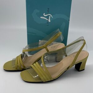 LifeStride Sour Apple Green Clear Strap Sandals Heels Size 8M